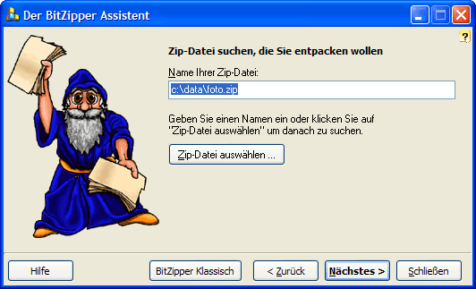 BitZipper main screen