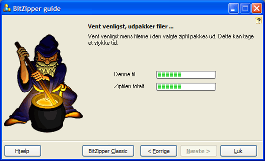 BitZipper unzip Guide sk&aelig;rm 4