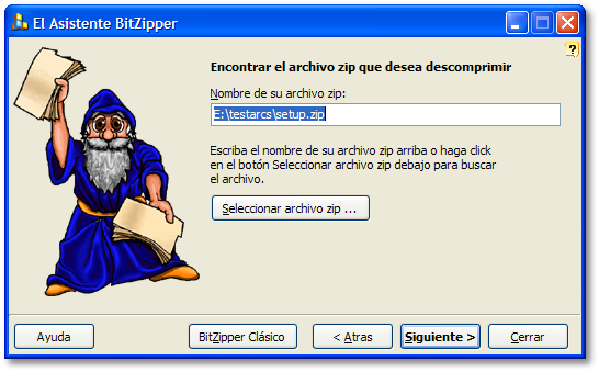 Encuentre el archivo ZIP a extraer