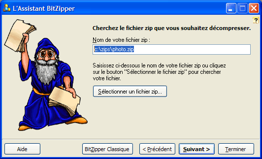 &Eacute;cran principal de BitZipper